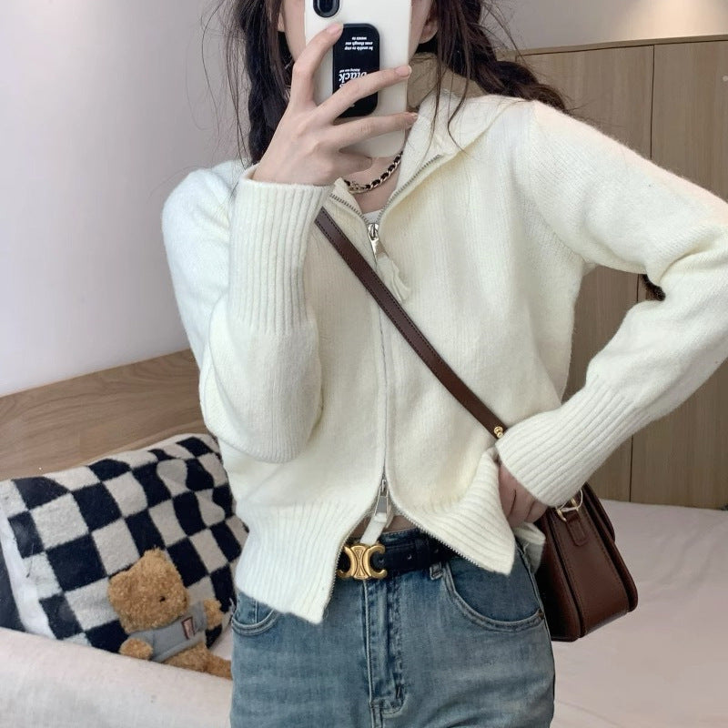Cardigan pour femmes en tissu de haute qualité avec fermeture éclair à la mode Chic & Stil