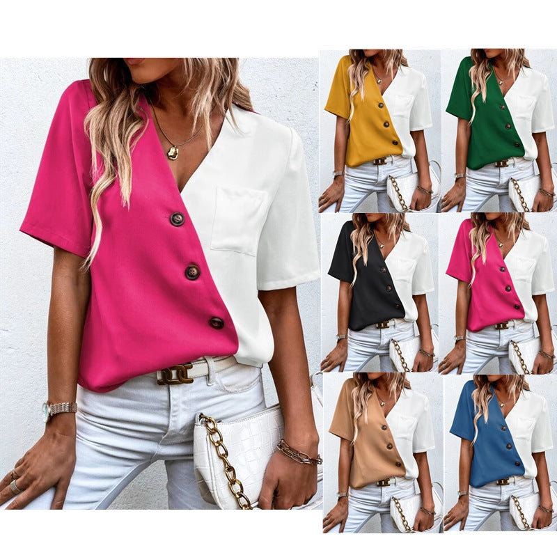 Trendy blouse for women with button placket and asymmetrical design Lune London