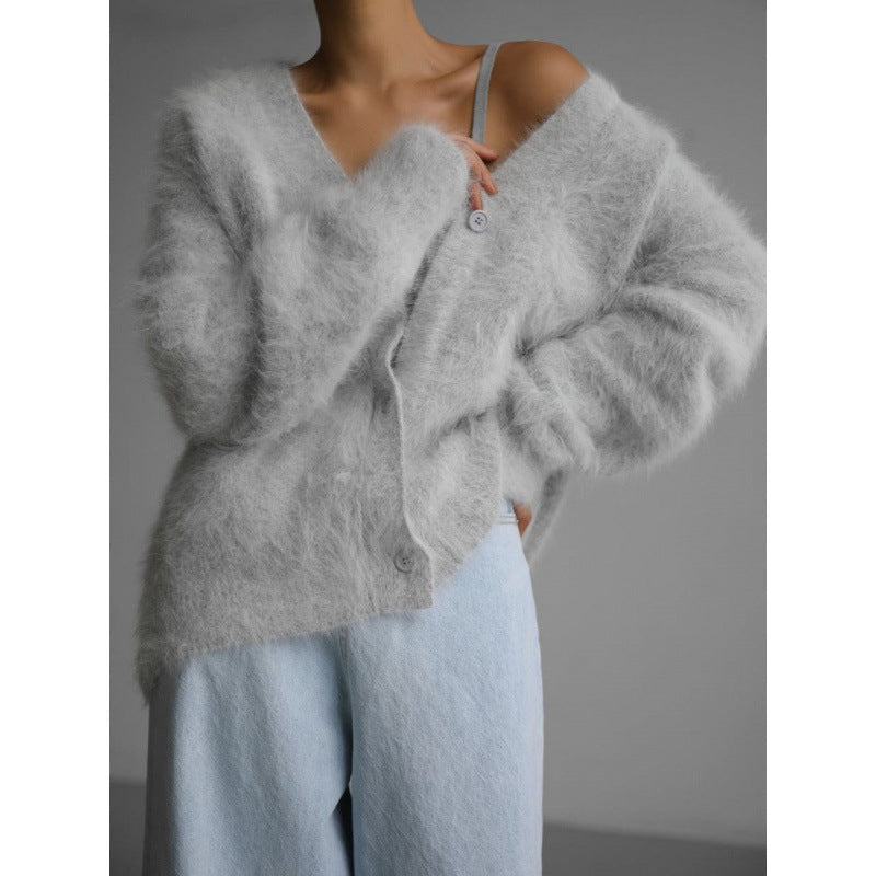 Ladies Cozy Cardigan Made Of Mohair Lune London