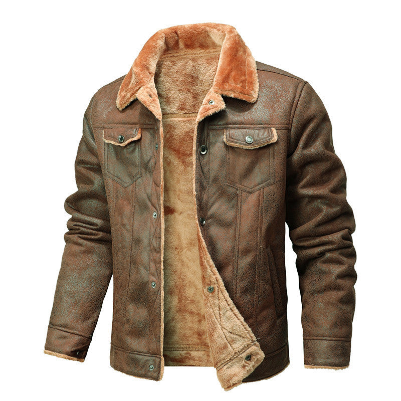 Fleece lined leather jacket for men Lune London