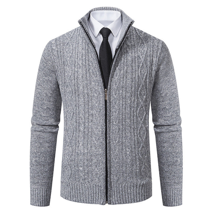 Lune London | Men's Cardigan with Stand-Up Collar and Textured Pattern