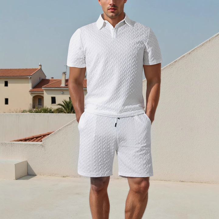 Men's polo and shorts set with breathable design and elastic waist Lune London
