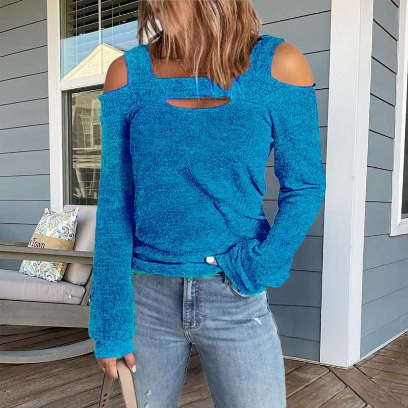 Lune London trendy women's long sleeve top with cut-out details and off-shoulder design