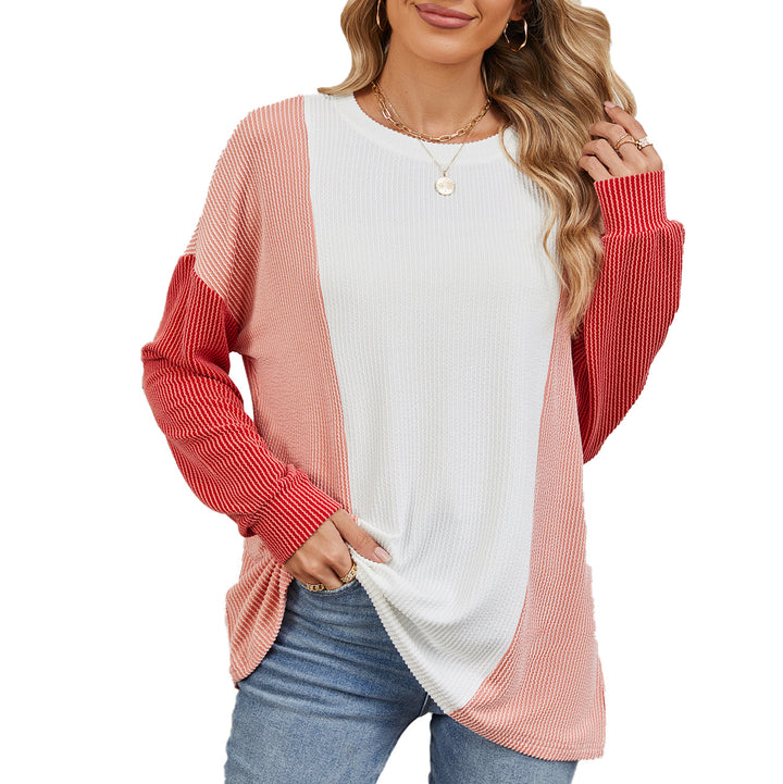 Oversized sweater for women with textured ribbed design and modern blocked color accents Lune London