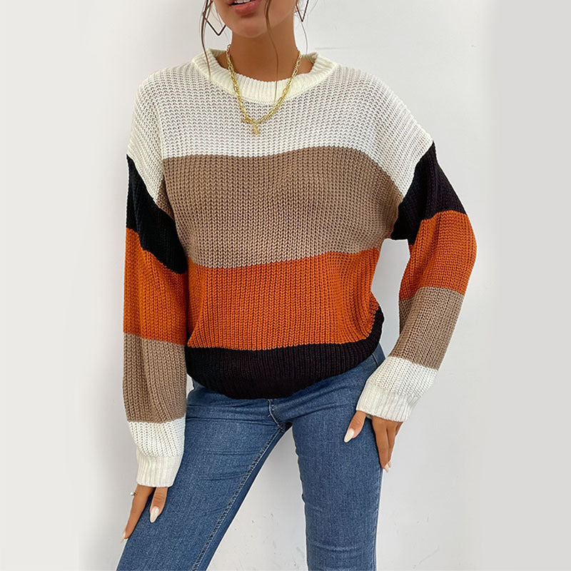 Comfortable women's sweater with modern striped pattern Lune London