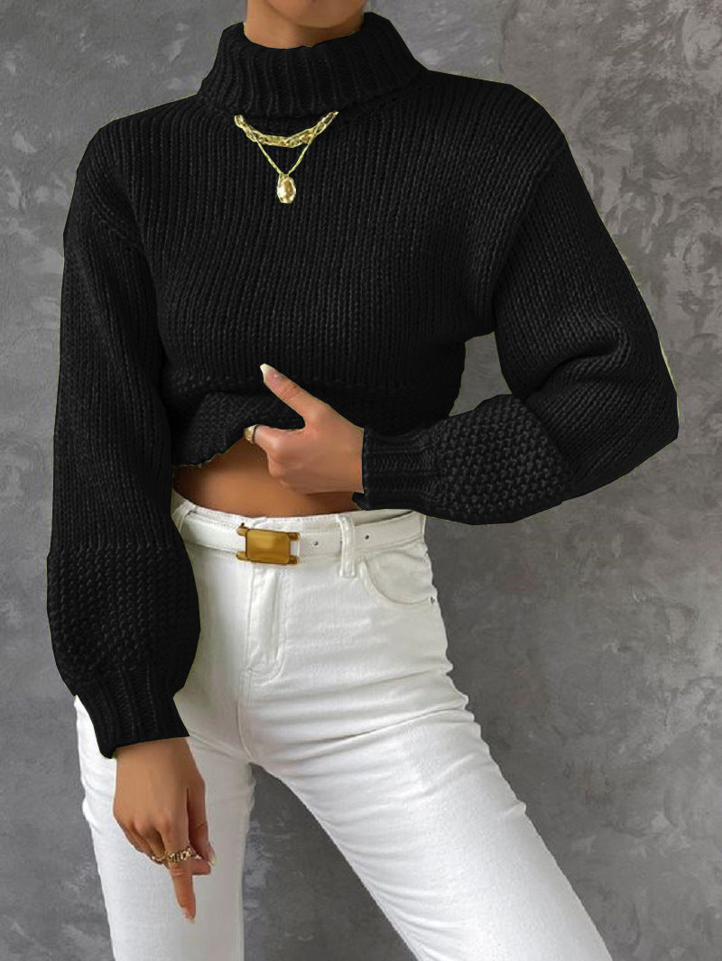 Women’s chunky knit sweater with high collar Lune London