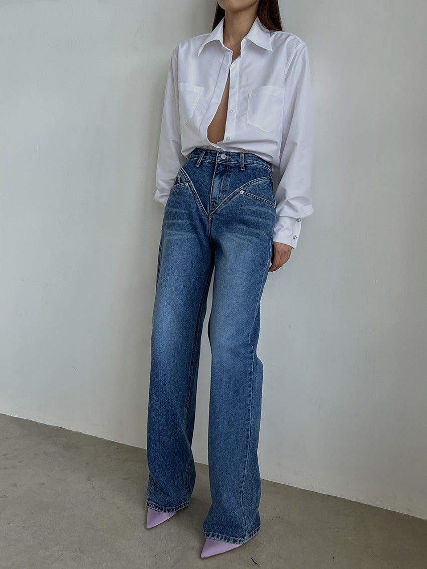 Women Wide Cut Jeans with Unique Design Lune London