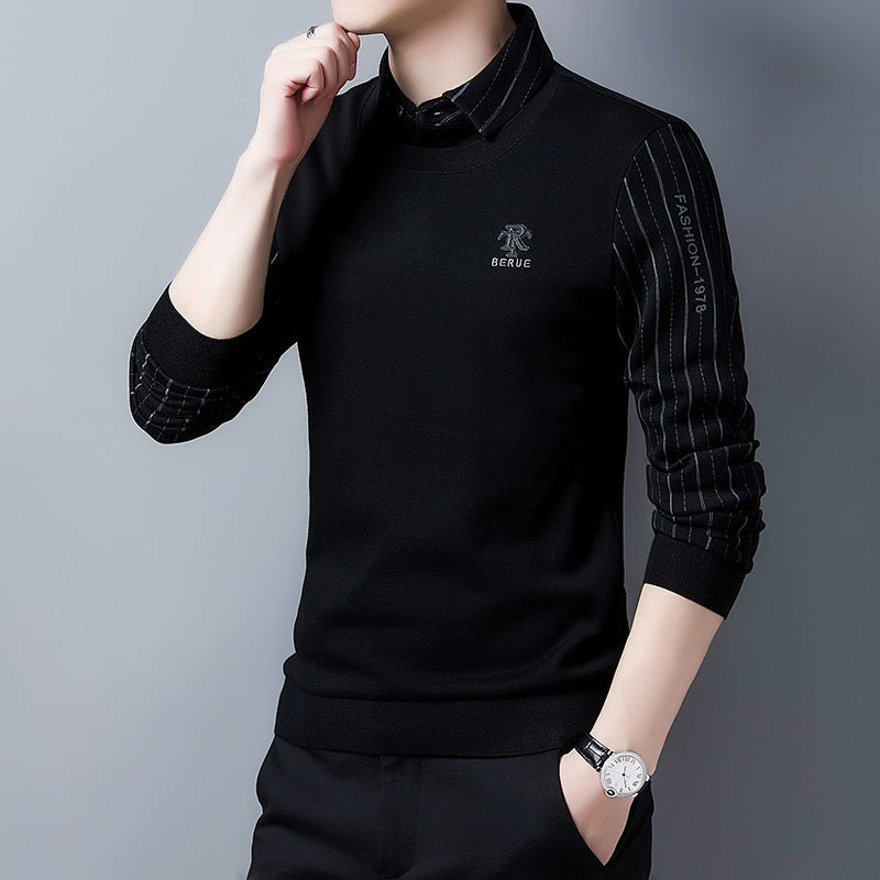 Elegant knitted sweater for men with high-quality texture and a trendy high collar Lune London