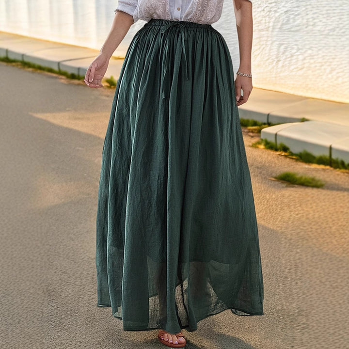 Elegant maxi skirt for women with a flowing cut and practical drawstrings Lune London