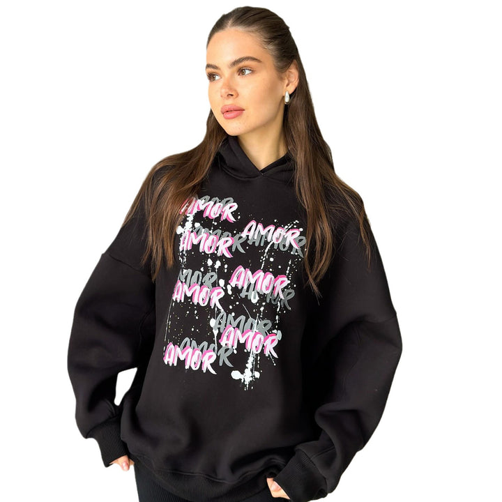 Casual hoodie for women with striking inscription Lune London