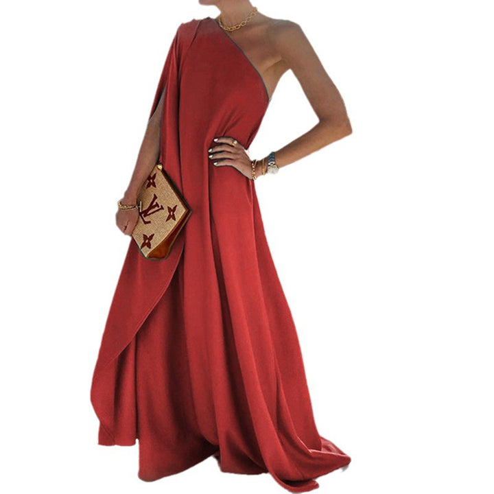 Asymmetric one-shoulder maxi dress for women Lune London