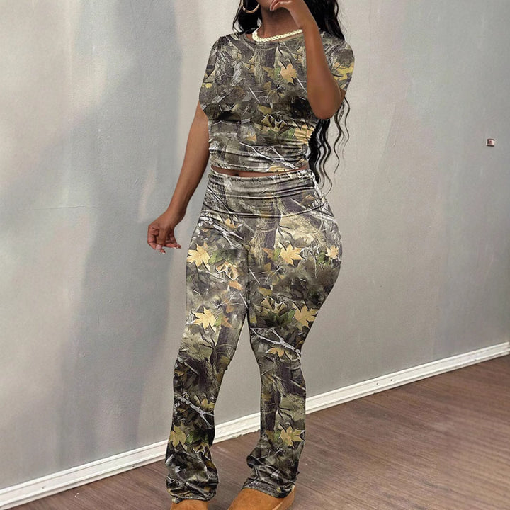Ladies Camouflage Print Lounge Set Lune London