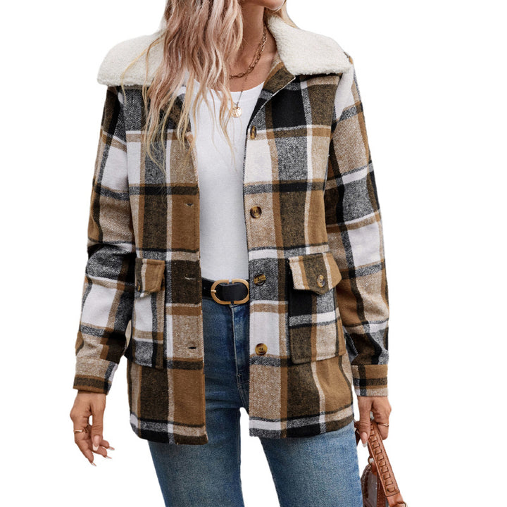 Checked overshirt for ladies with warm fleece lining and practical pockets Lune London