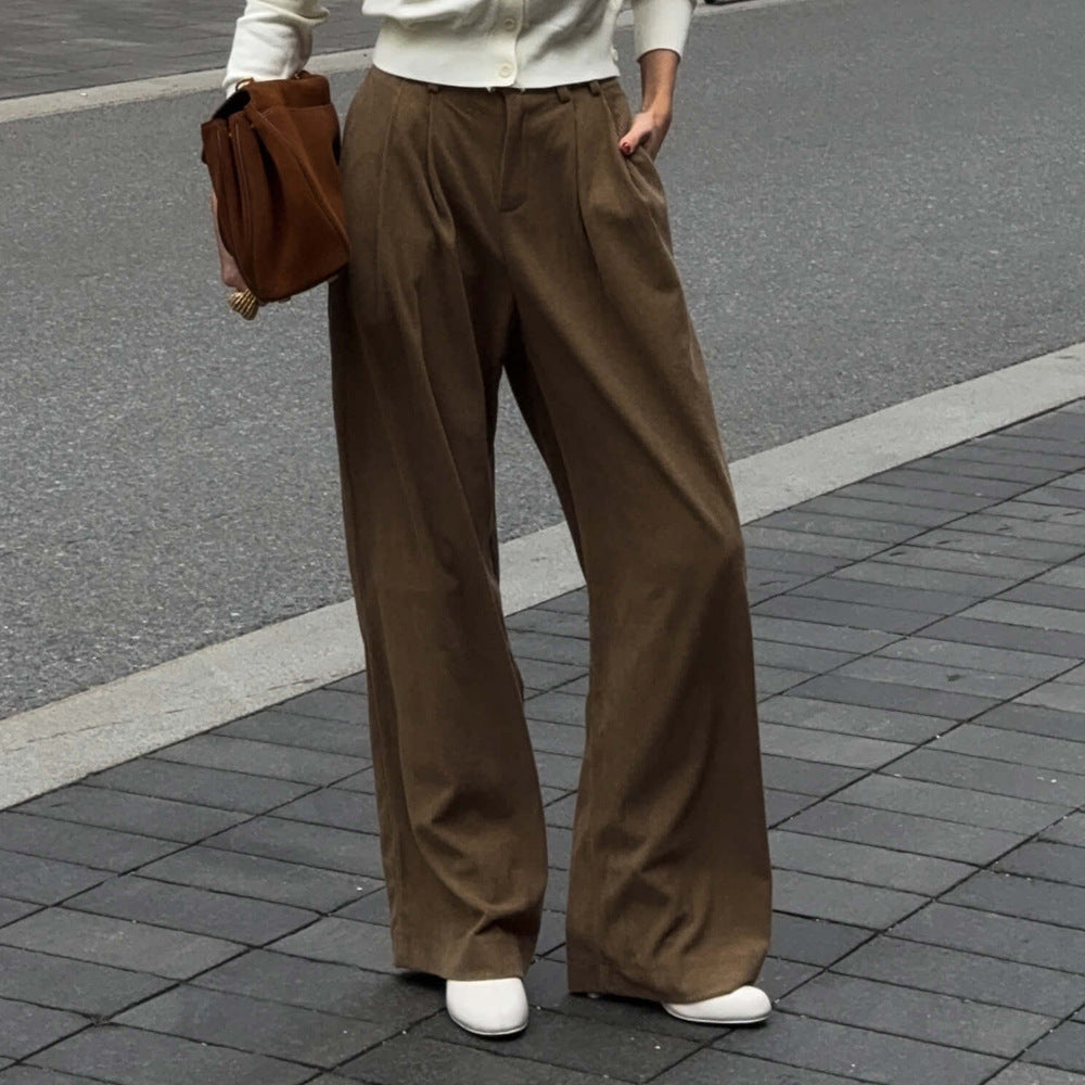 Wide corduroy pants for women with pleats Lune London