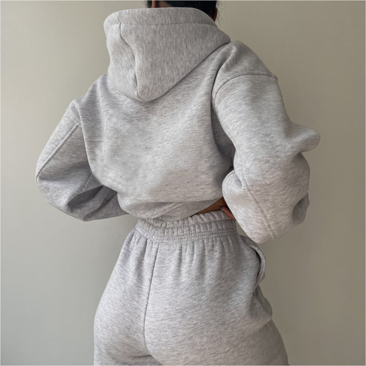 Casual cropped hoodie and jogger set for women Lune London