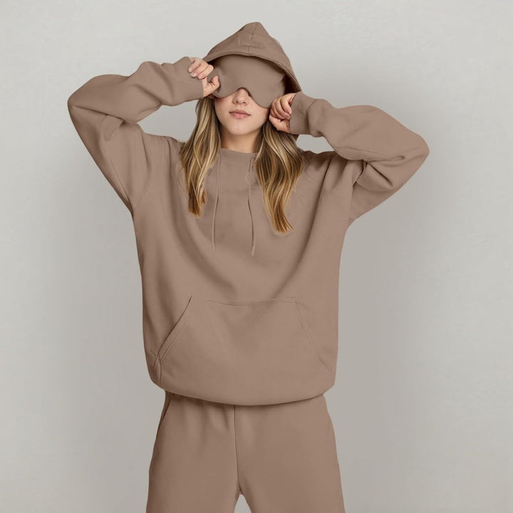 Ladies hoodie with integrated sleep mask Lune London