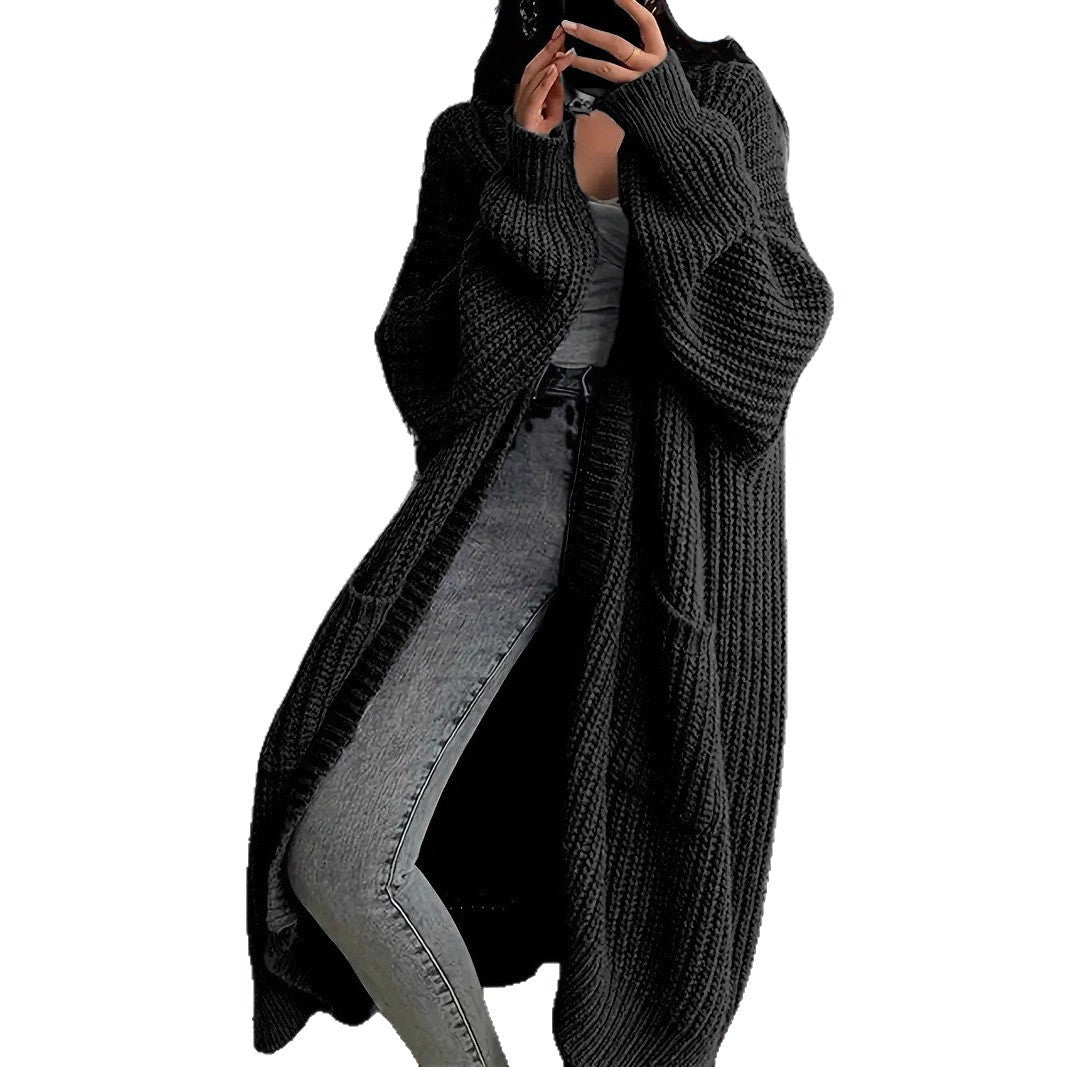 Cardigan en tricot épais pour femmes avec devant ouvert et poches pratiques Chic & Stil