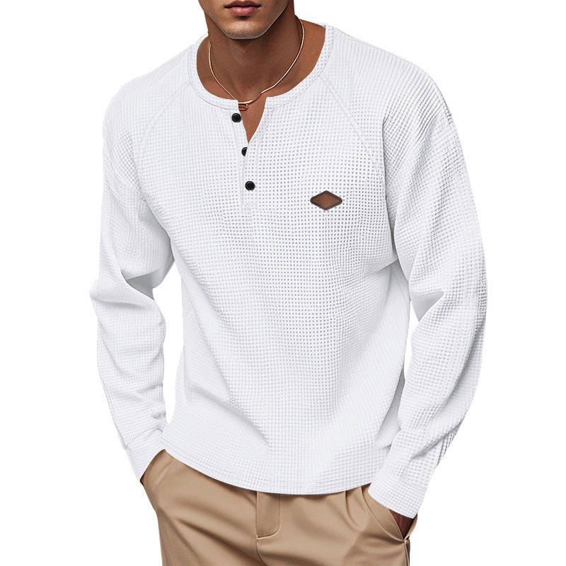 Men's long sleeve t-shirt with button placket and cotton blend Lune London