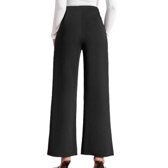 High-waisted wide-leg pants for women with decorative buttons Lune London