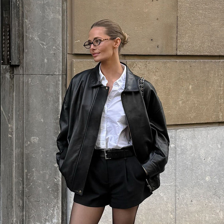 Oversized leather jacket for women Lune London