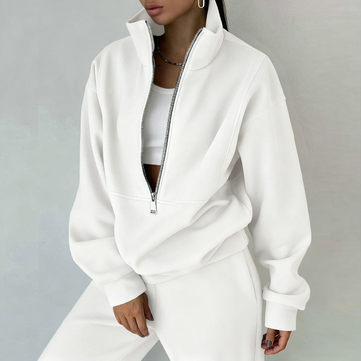 Women's zip hoodie with high collar and casual cut Chic & Stil