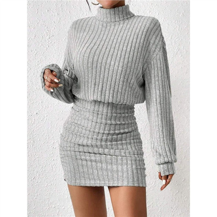 Robe en tricot pour femmes avec col roulé et manches Cut-In Chic & Stil