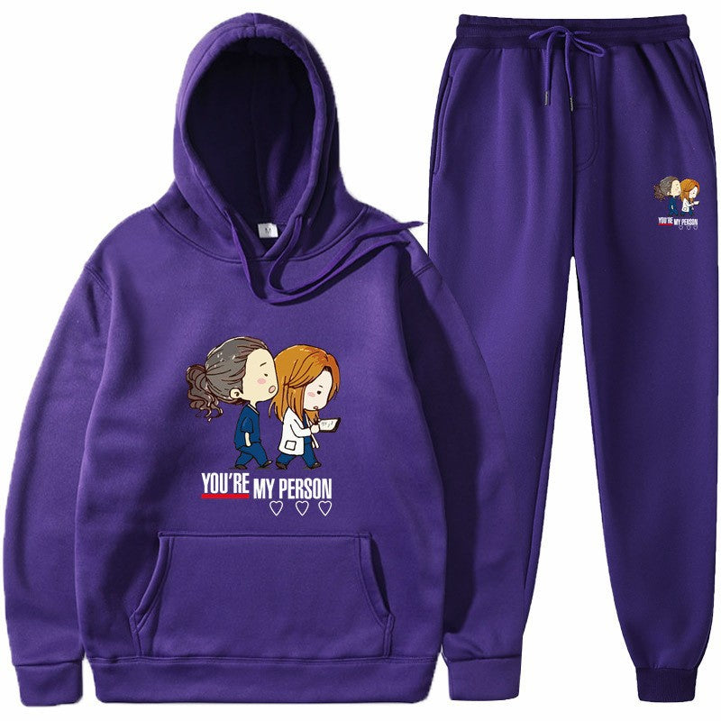 Women's Hoodie and Jogging Pants Set with Original Cartoon Design Chic & Stil