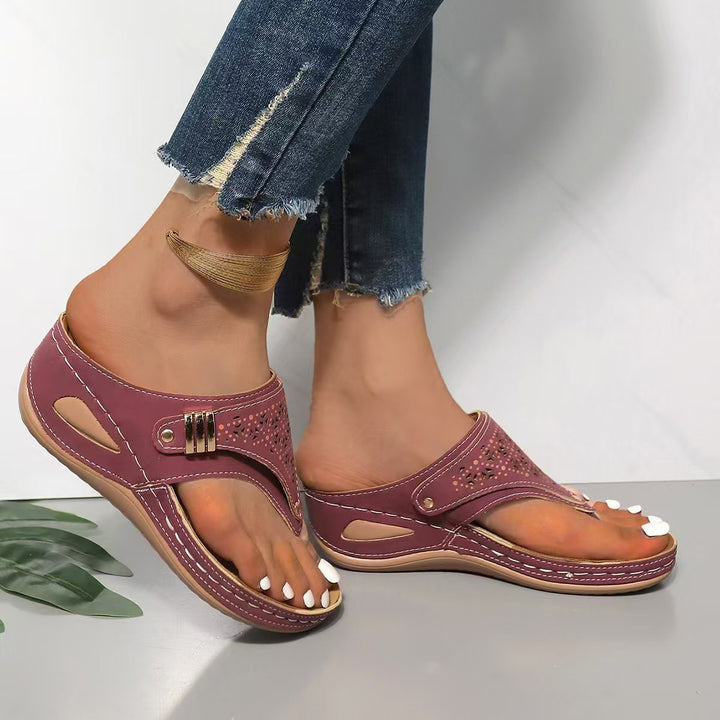 Elegant slide sandals for ladies with cutouts Lune London