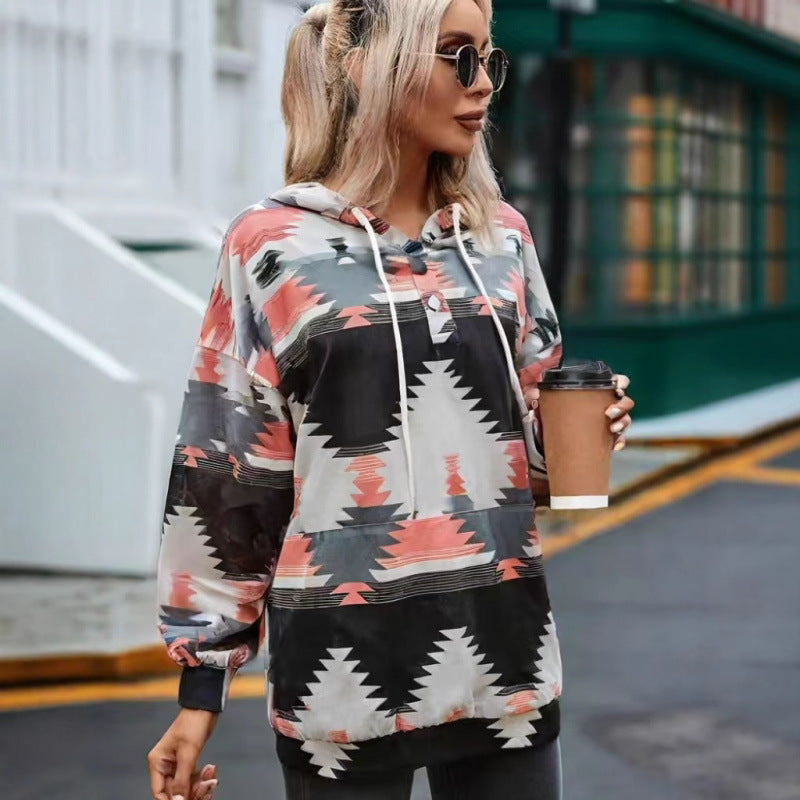 Ladies Relaxed Fit Bohemian Graphic Hoodie Lune London
