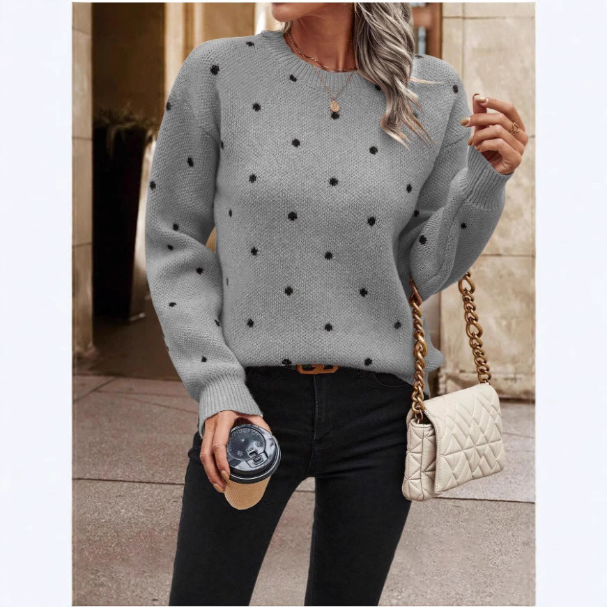 Cozy knit sweater for women with a trendy polka dot pattern Lune London