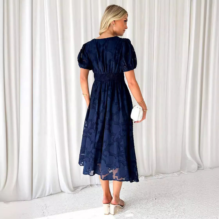 Elegant Maxi Dress for Women with Flounce Sleeves and Chic Floral Texture & Style