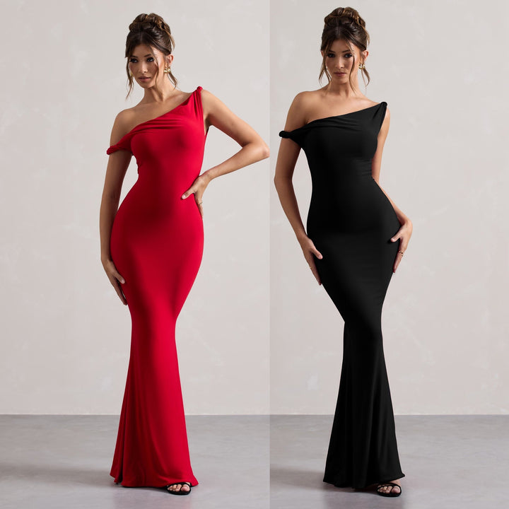 Ladies Elegant Maxi Dress with One Shoulder Lune London