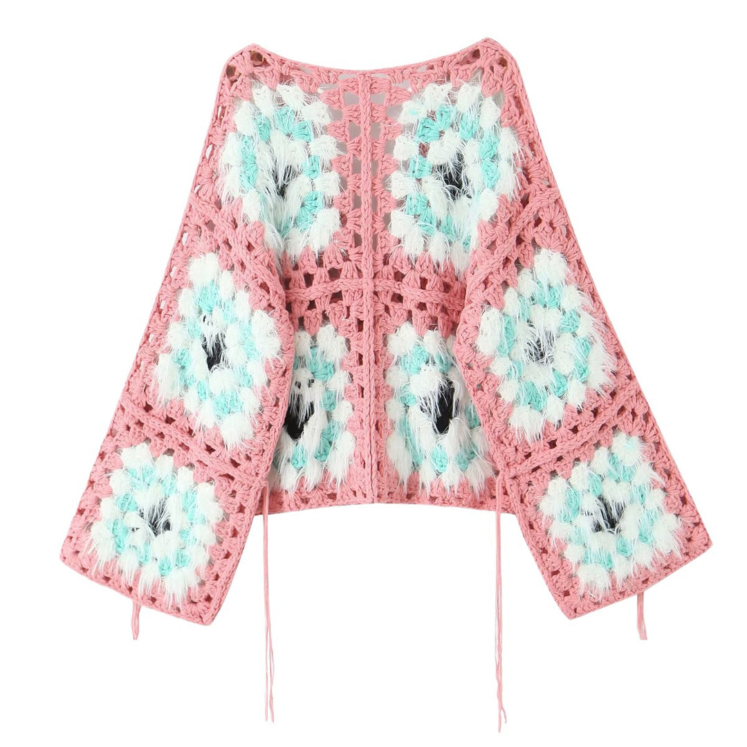 Trendy knitted jacket for ladies with a unique crochet pattern Lune London