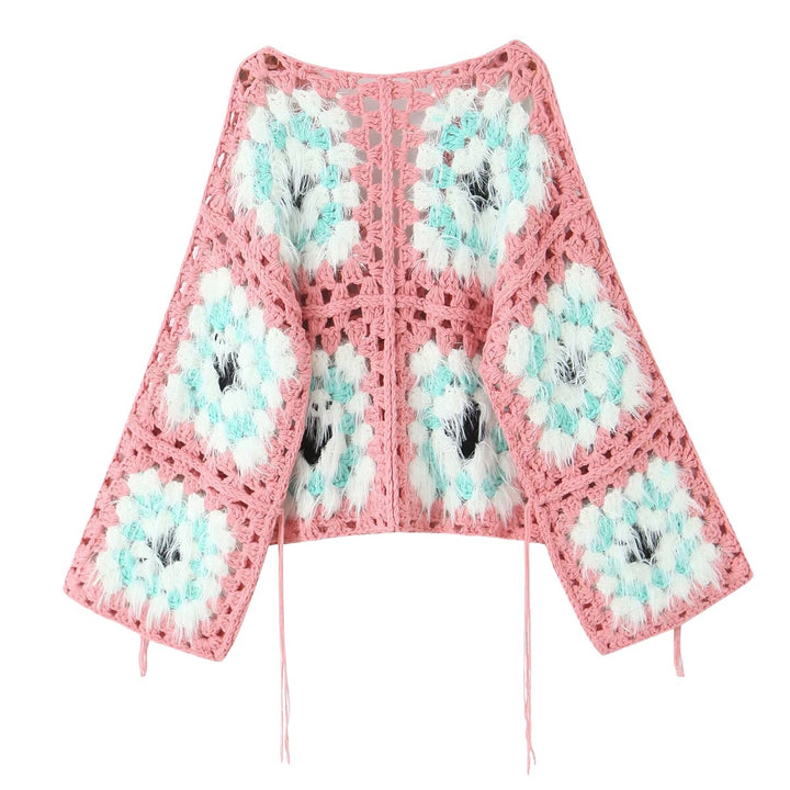 Trendy knitted jacket for ladies with a unique crochet pattern Lune London