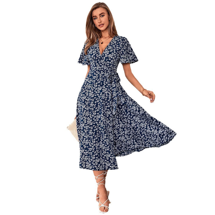Ladies Chic Floral Wrap Maxi Dress 1751507269