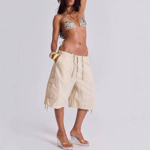 Women's casual short cargo shorts with adjustable waistband and practical pockets Lune London