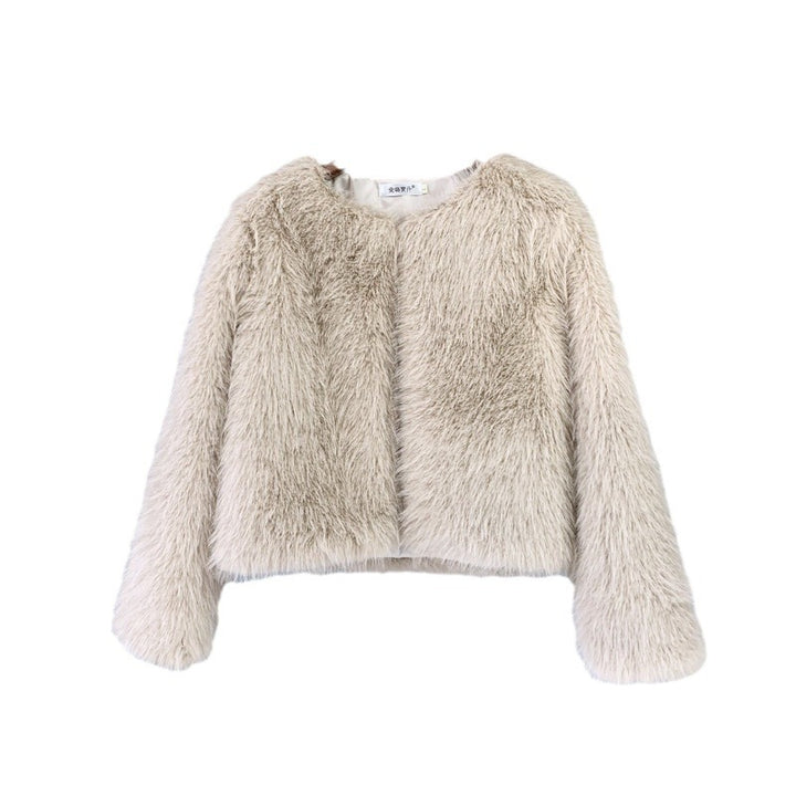Ladies Short Plush Faux Fur Jacket with Stylish Elegant Sleeves Lune London