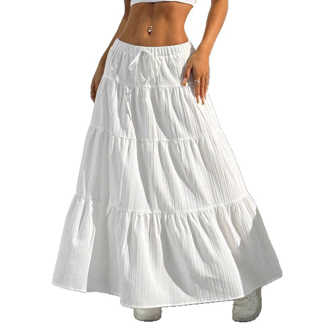 Maxi skirt for women with voluminous ruffles and side slit details Lune London
