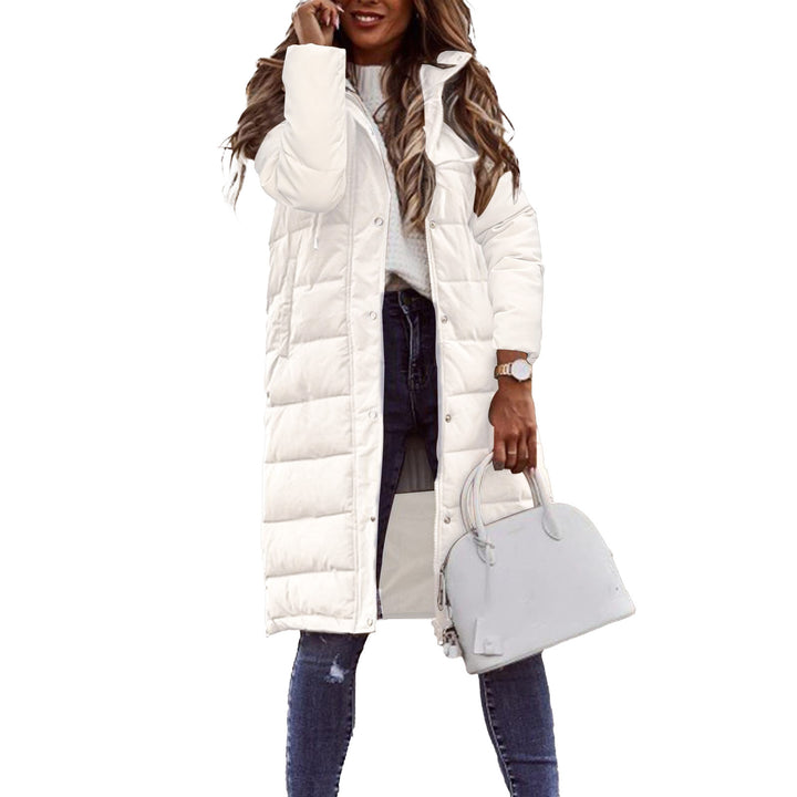 Ladies Long Long Down Jacket with High Collar and Practical Chic Pockets