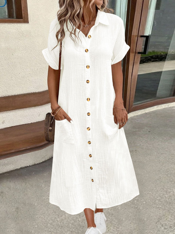 Shirt dress for women with decorative buttons and practical pockets Lune London