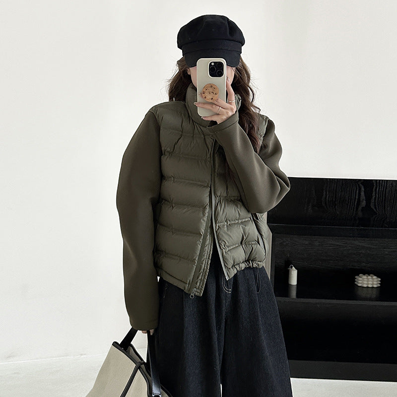 Ladies functional down jacket with pockets and high collar Lune London