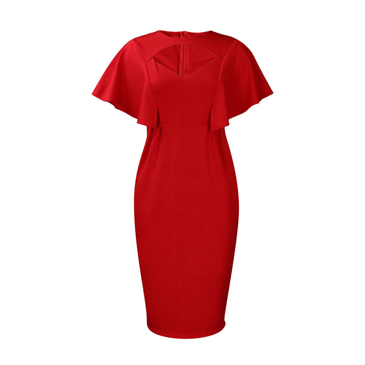 Lune London pencil dress for women with voluminous sleeves and cut-out details