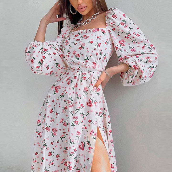 Robe maxi à manches longues pour femmes avec volants et motif floral Chic & Stil