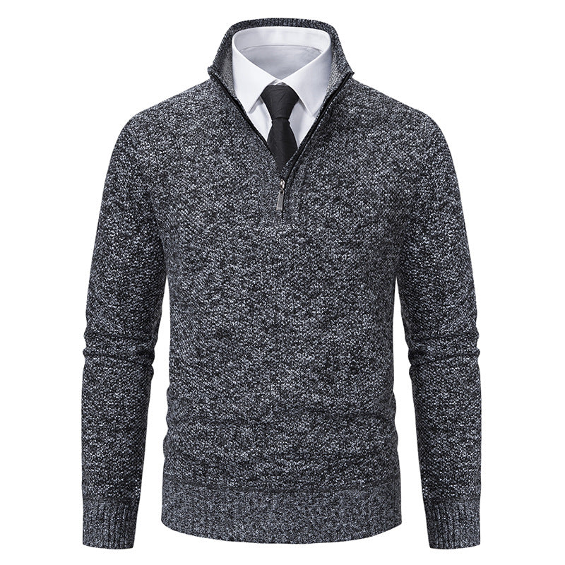 Elegant knitted sweater for men with half-zip and textured surface Lune London