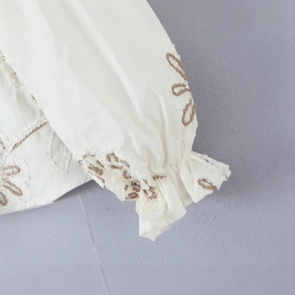 Blouse Élégante Femme Brodée avec Volants Chic & Stil