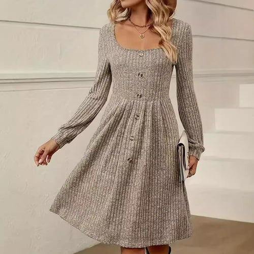 Knit dress for women with button placket Lune London