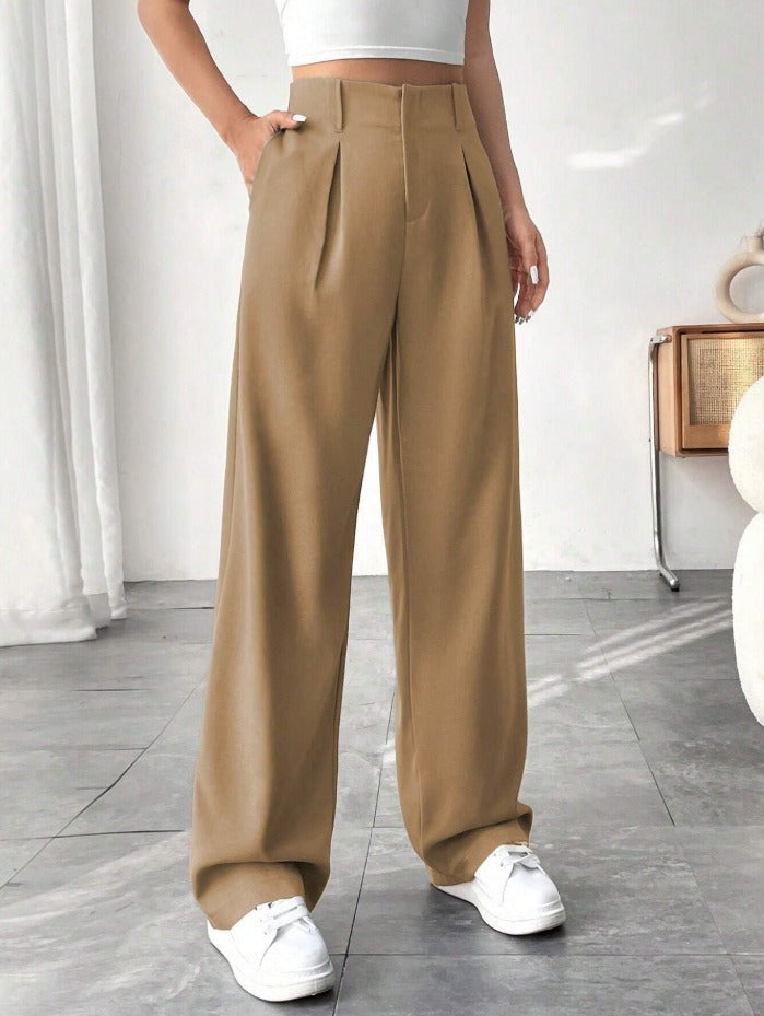 High-waisted wide trousers for women with pleats Lune London