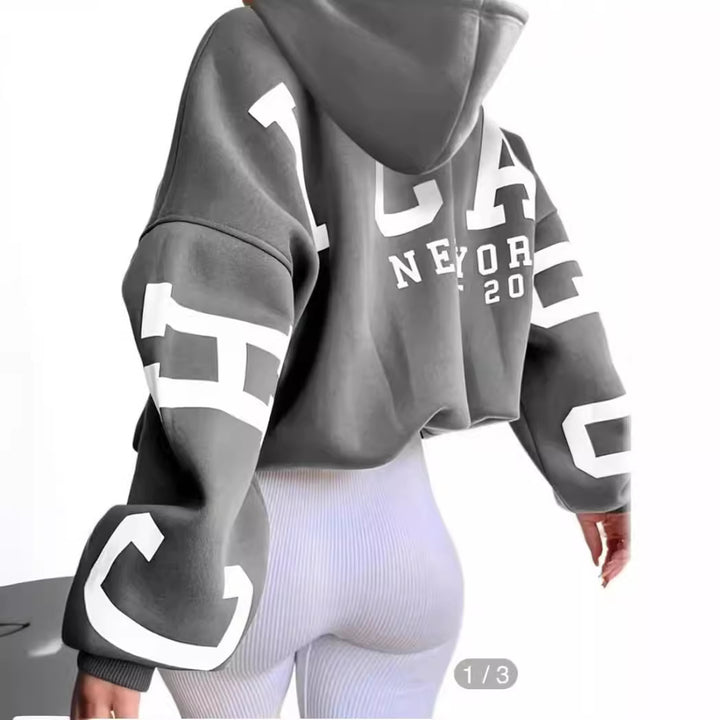 Ladies oversized hoodie with stylish inscription Lune London