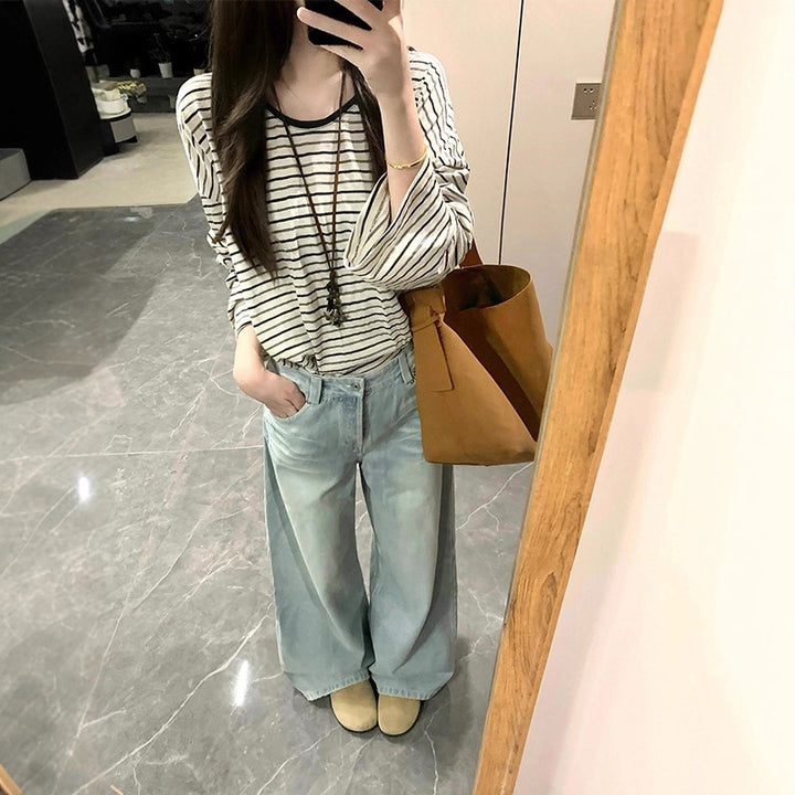 Women's casual long-sleeved striped top Chic & Stil