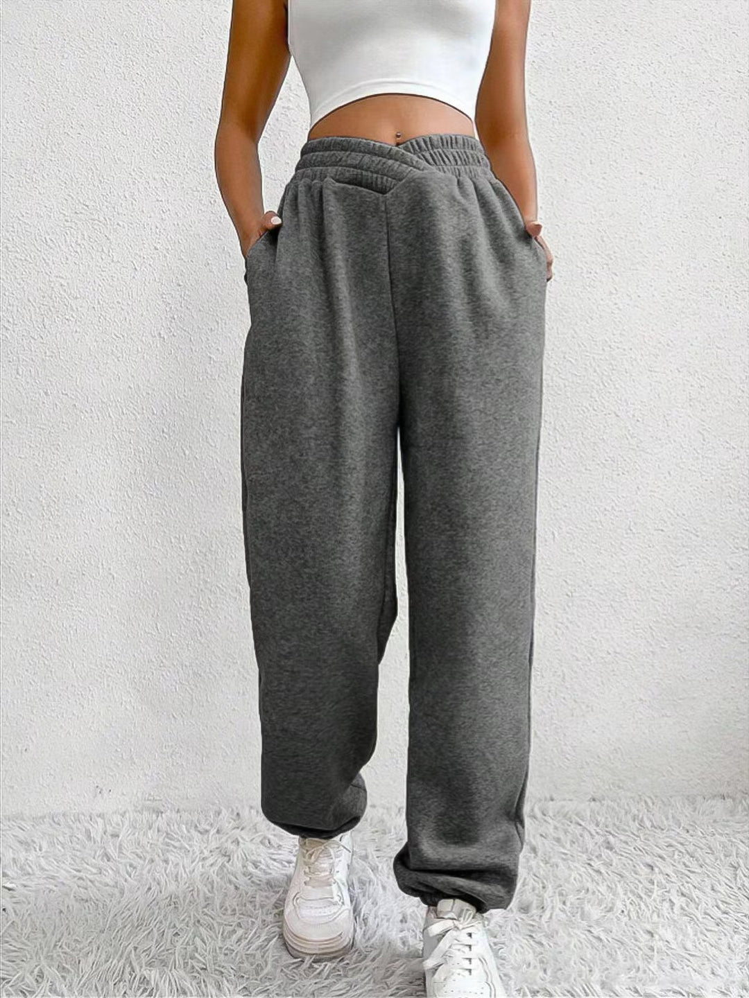 Ladies Comfortable Jogging Pants with an Elastic Waist and Practical Pockets Lune London